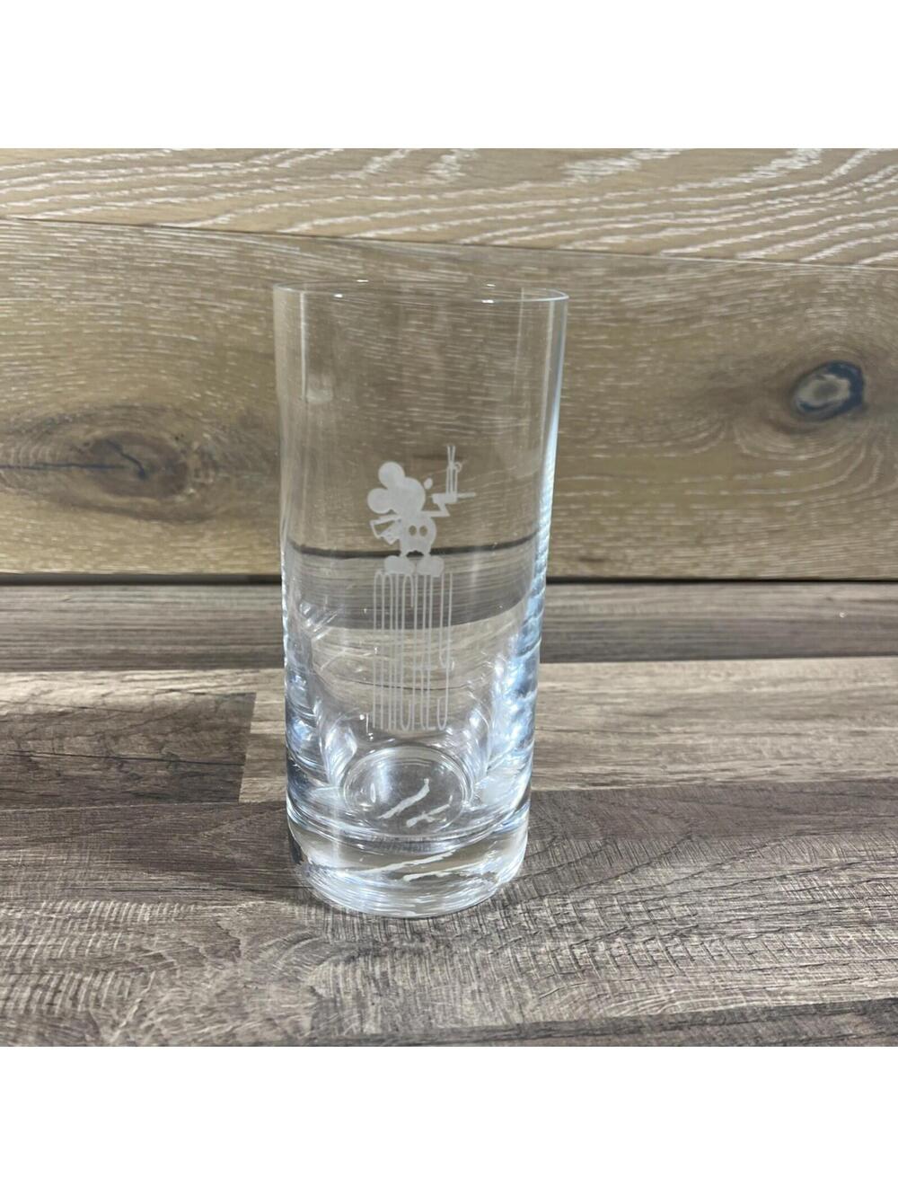 Disney Etched Drinking Glass Mickey Mouse “Mickey”